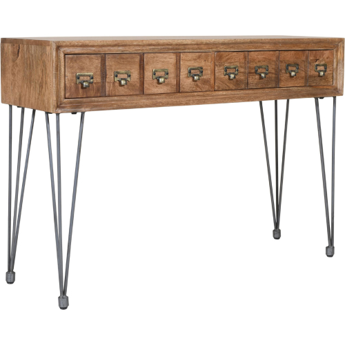 American Vintage 2 Apothecary Drawer Console Table in Wood & Iron